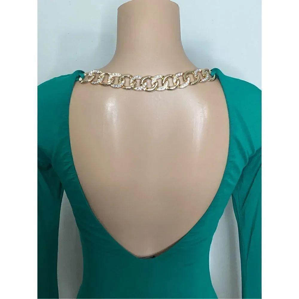 New. SKY long sleeve embellished Kelly green dress. RUNS SMALL. Normally $200 - Picture 5 of 8